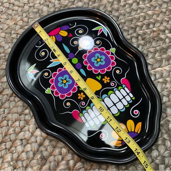 Dia de los Muertos skulls decor party serving tray plate NEW Day of the dead 3pc - Picture 3 of 9